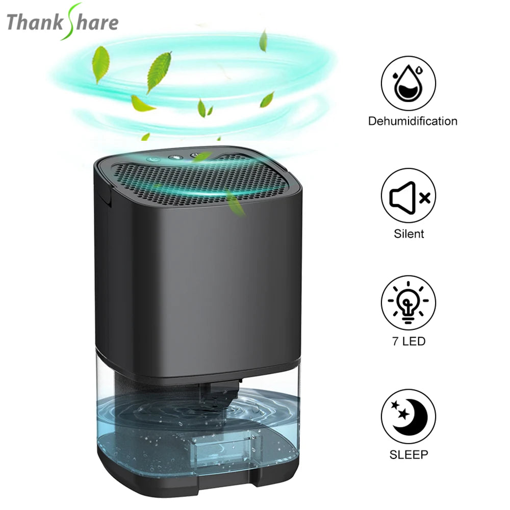 EcoDry™ Portable Quiet Home Bedroom LED Dehumidifier