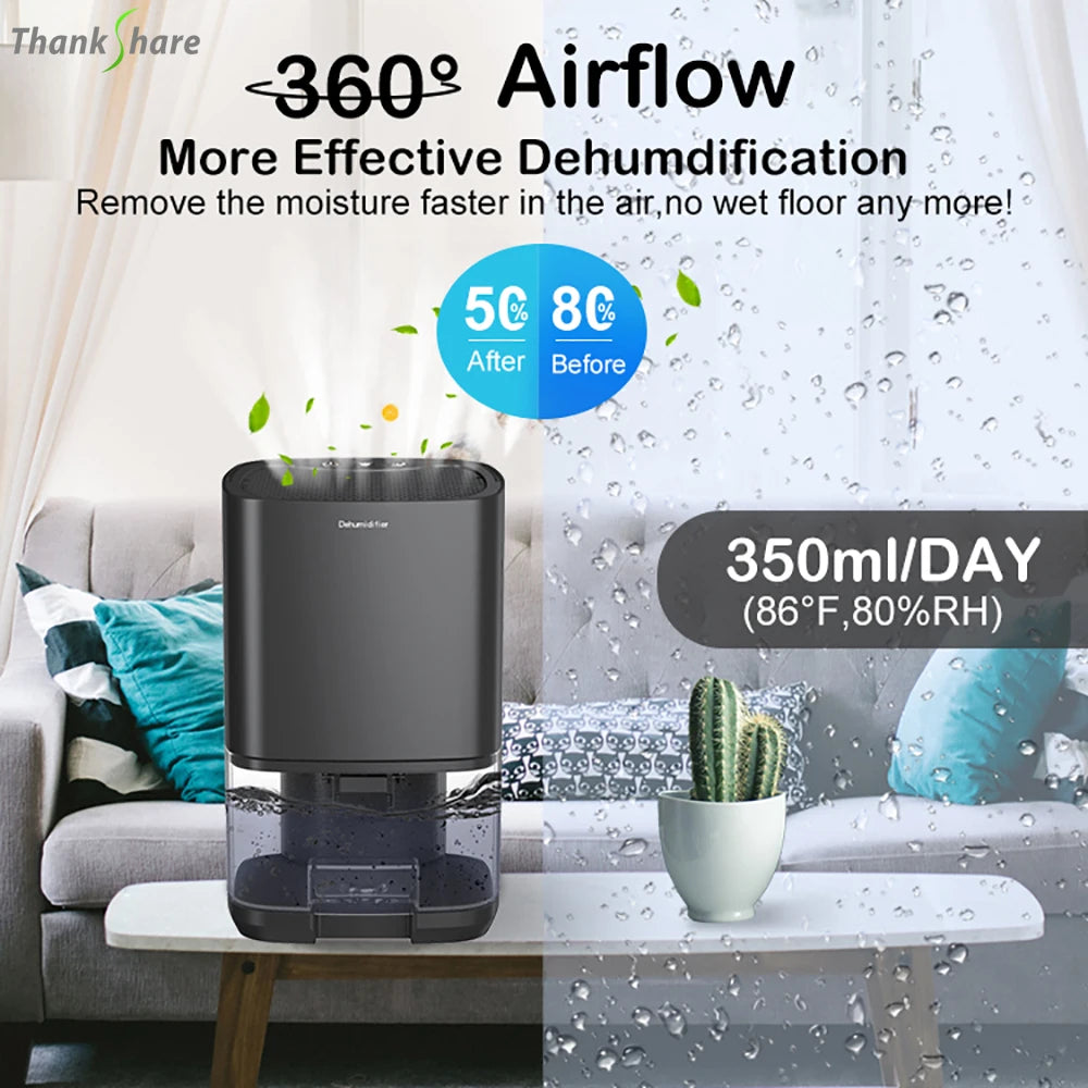 EcoDry™ Portable Quiet Home Bedroom LED Dehumidifier